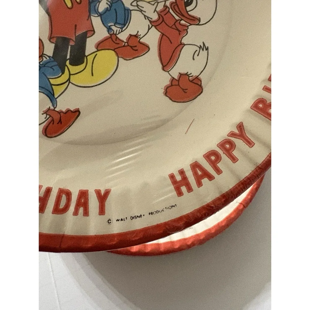 Mickey Huey Dewey Louie Birthday Paper Plates Walt Disney‎ Productions Vintage
